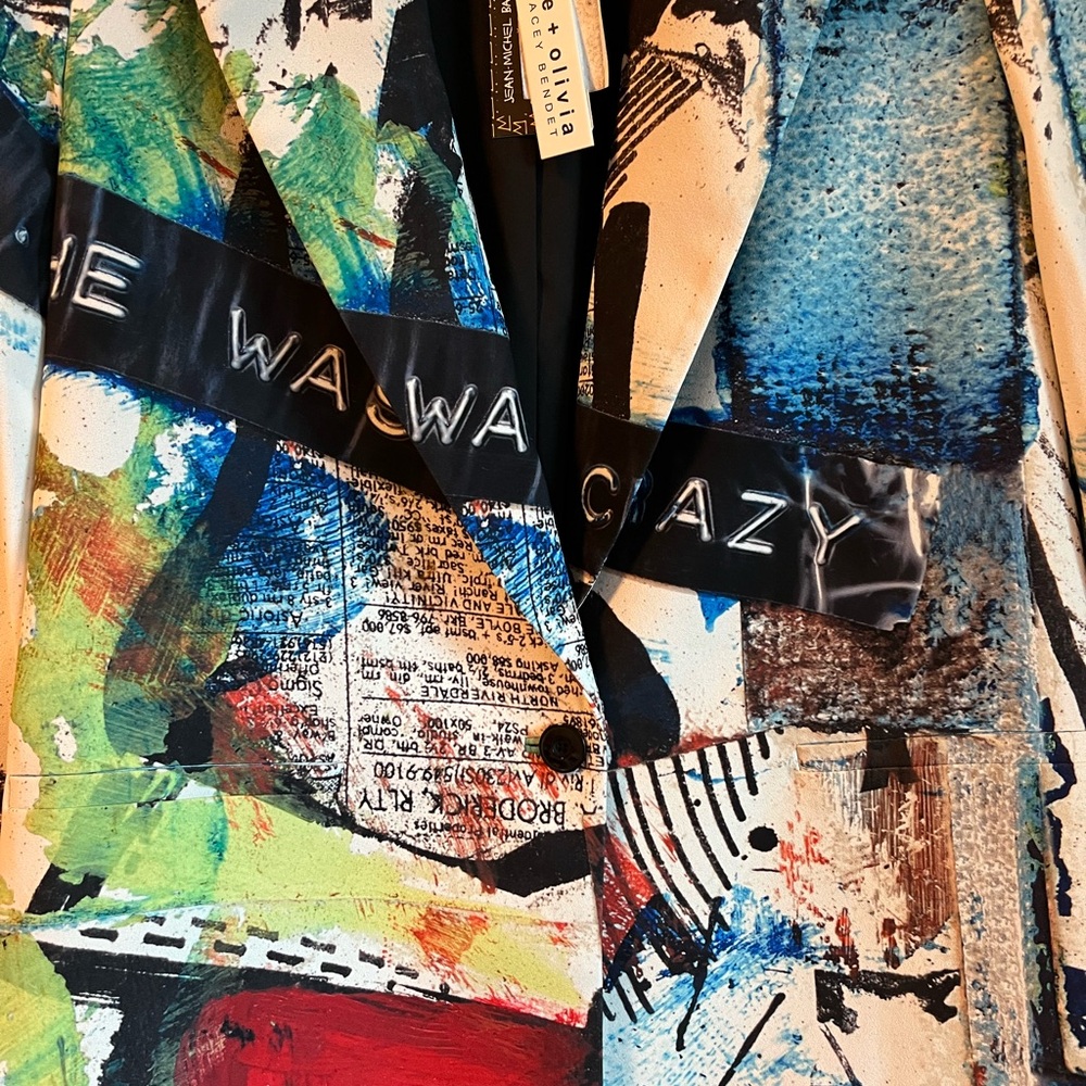 Alice + Olivia Graffiti X Basquiat CONFIDENTIAL Blazer NWT 8-10 Medium HOST PICK - Picture 12 of 12